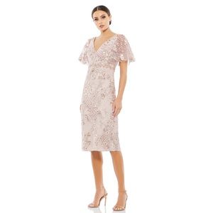 Mac Duggal Embellished Illusion Butterfly Sleeve Cocktail Dress